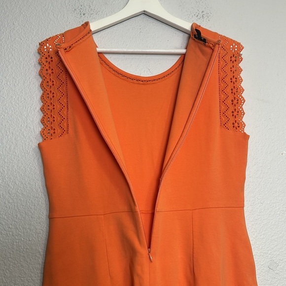 Talbots Women’s Size Medium Orange Lace Crochet Cap Sleeves Fit and Flare Dress - Picture 5 of 11